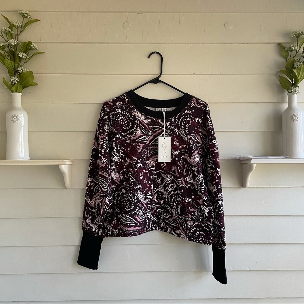 Joie Cropped Floral Sweatshirt NWT